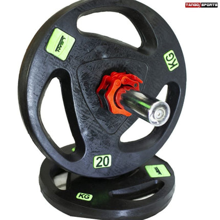 20KG Olympic Rubber Coated Barbell Plate Pair (2 x 20KG) – Tri-Grip Design | 2 Inch Hole