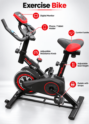 Tango Sports Spin Magnetic Bike 120 KGS Q3 Mini - Black & Red