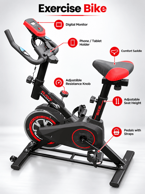 Tango Sports Spin Magnetic Bike 150 KGS Q3 Mini - Black & Red