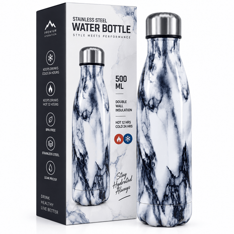 Sports Stainless Steel Insulated Water Bottle – 500ml Flask