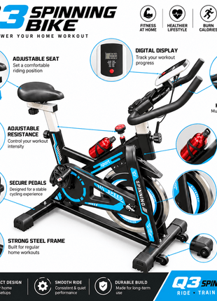 Tango Sports Spin Magnetic Bike 150 KGS Q3 - Black