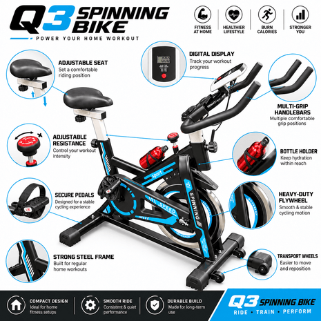 Tango Sports Spin Magnetic Bike 150 KGS Q3 - Black