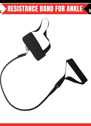 Elastic Resistance Band for Ankle with Handle | Physiotherapy & Strength Training | Non-Slip Foam Grip