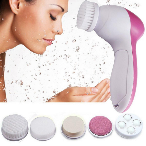 5 in 1 Facial Brush Massager For Beauty Care -Electric Face Scrubber and Cleanser - 7062