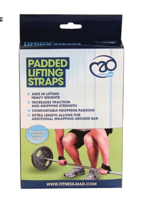 Fitness Mad Padded Weight Lifting Straps | Heavy Duty Cotton Gym Straps for Secure Grip (2 Pcs Set)