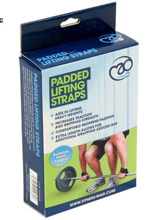 Fitness Mad Padded Weight Lifting Straps | Heavy Duty Cotton Gym Straps for Secure Grip (2 Pcs Set)