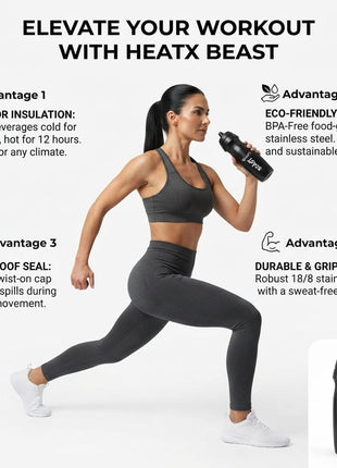 HeatX Beast Sports Water Bottle – 500ml Gym & Fitness Flask