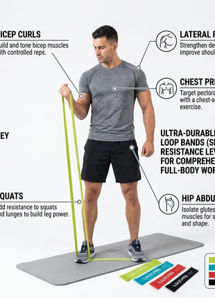 LivePro Resistance Loop Band Set (4 Pack) – Heavy Duty Fitness Bands