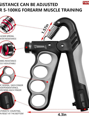 Hand Grip Strengthener - 5-100KG Adjustable Hand Exerciser Grip Strength Trainer With Counter