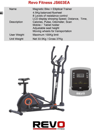 Revo JS603EA Magnetic Elliptical + Upright Bike | Tango Sports