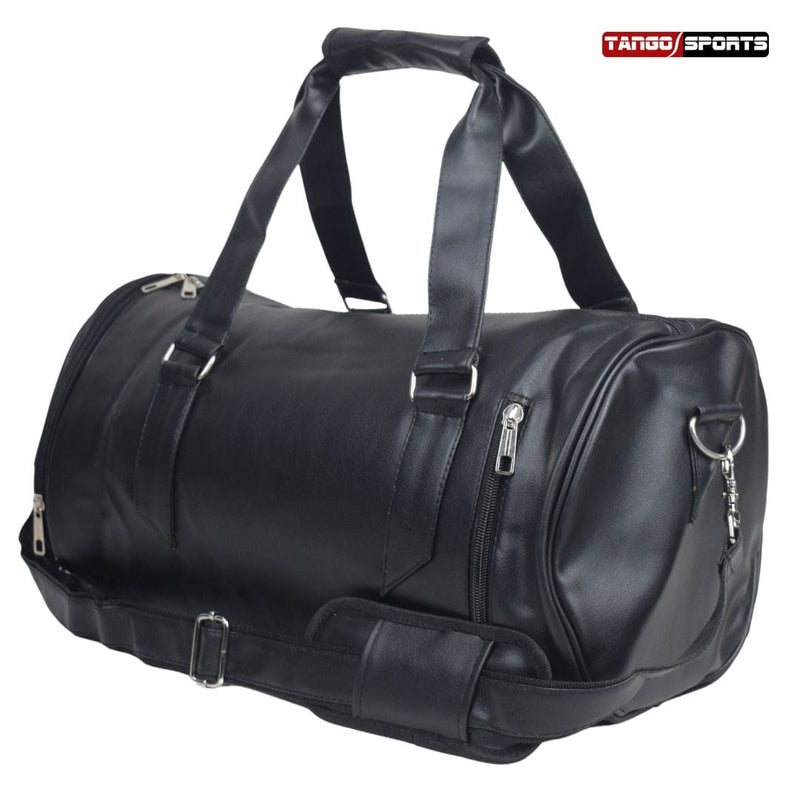 Tango Leather Duffle Bag With Shoe Compartment - Black