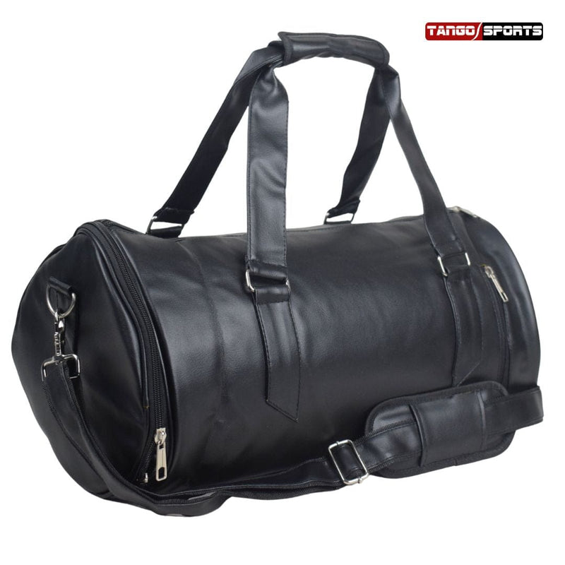 Tango Leather Duffle Bag With Shoe Compartment - Black