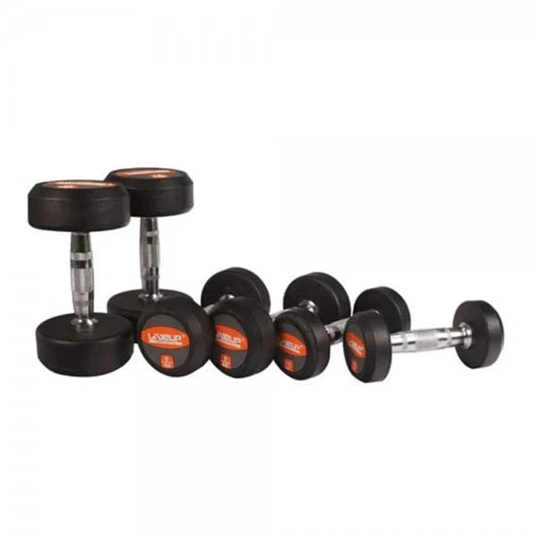 LiveUp Deluxe Round Rubber Coated Dumbbells 2.5 to 50 Kg