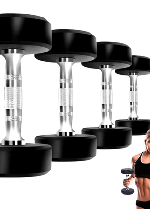 High Quality Rubber Dumbbells Black 1kg-2kg & 3kg (Pack OF 3)