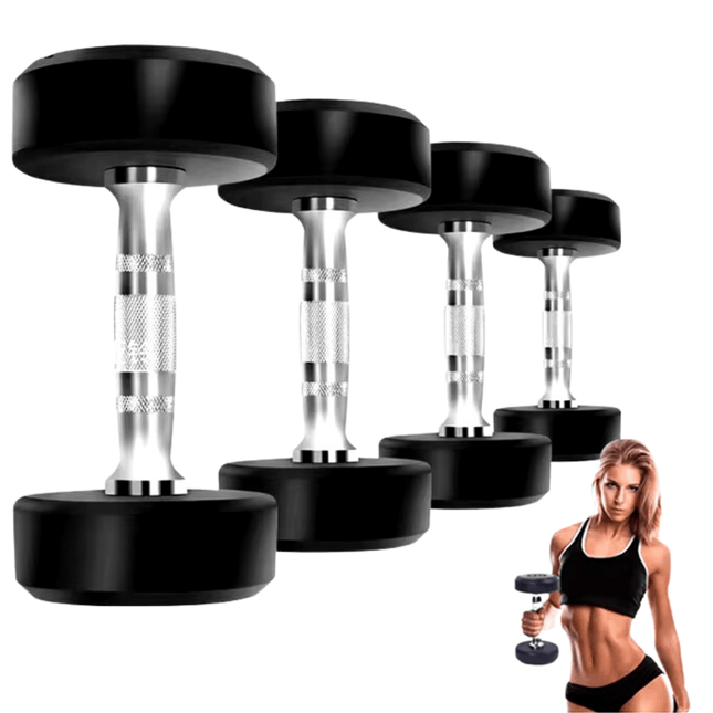 High Quality Rubber Dumbbells Black 1kg-2kg & 3kg (Pack OF 3)