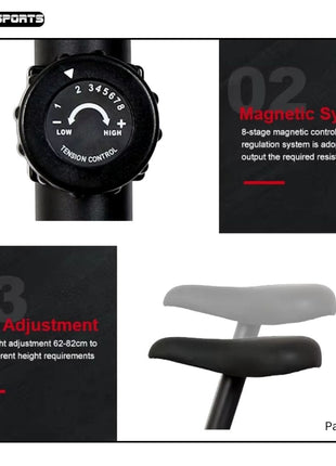 Philco Training Bike Magnetic Exercise Bike with 8 Levels Resistance