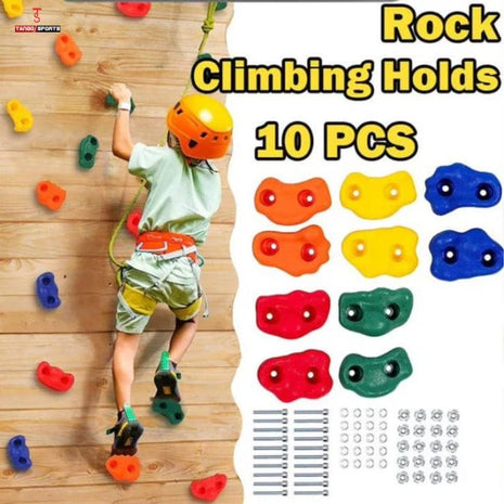 Rock Climbing Holds for Kids – 10 Pieces | Colorful Plastic Climbing Stones for Indoor & Outdoor Play