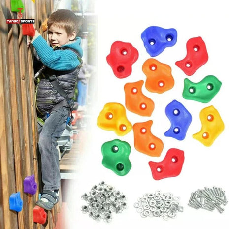 Rock Climbing Holds for Kids – 10 Pieces | Colorful Plastic Climbing Stones for Indoor & Outdoor Play