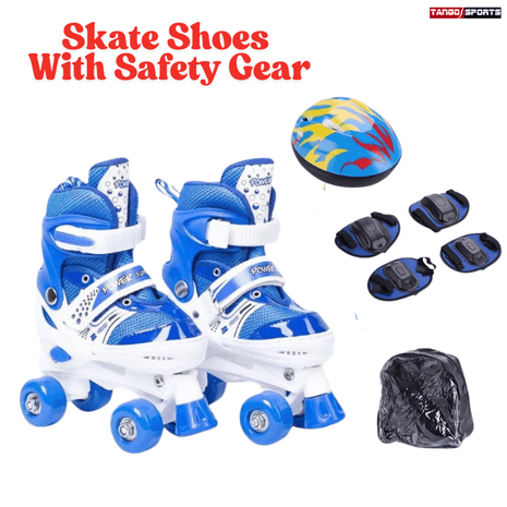 Adjustable Roller Skates Kits with Helmet And Protective Gear, Double-Row Skates Set for Beginners