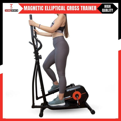 Magnetic Elliptical Cross Trainer | 8 Level Resistance | LCD Monitor Pulse Calories | Full Body Low Impact Workout | Home Gym Exercise Machine | Tango Sports & Fitness