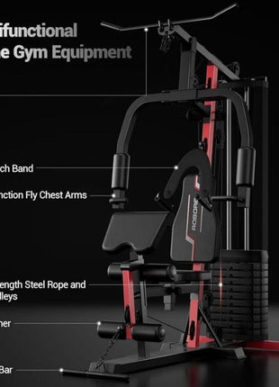 Multifunctional Home Gym System 45 kg Weight Stack | All in One Workout Station | Chest Press Row Fly Leg Extension | 12 Pulley Machine | Heavy Duty Home Gym | Tango Sports & Fitness