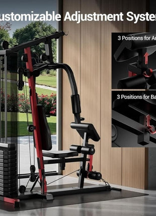 Multifunctional Home Gym System 45 kg Weight Stack | All in One Workout Station | Chest Press Row Fly Leg Extension | 12 Pulley Machine | Heavy Duty Home Gym | Tango Sports & Fitness