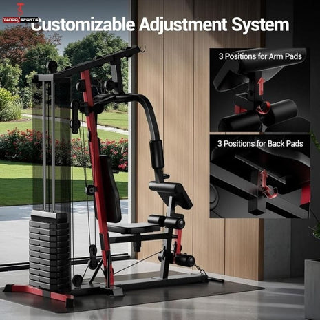 Multifunctional Home Gym System 45 kg Weight Stack | All in One Workout Station | Chest Press Row Fly Leg Extension | 12 Pulley Machine | Heavy Duty Home Gym | Tango Sports & Fitness