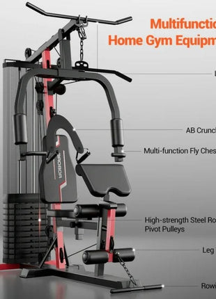 Multifunctional Home Gym System 45 kg Weight Stack | All in One Workout Station | Chest Press Row Fly Leg Extension | 12 Pulley Machine | Heavy Duty Home Gym | Tango Sports & Fitness
