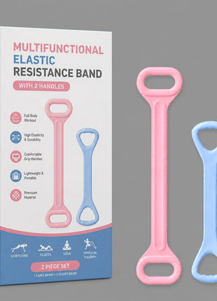 Multifunctional Elastic Resistance Band with 2 Handles ZSJ931 | Yoga, Pilates & Home Fitness Stretch Band