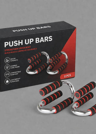 Strong Pushup Stands with Soft Foam Grip and Non-Slip Bars Chrome bars