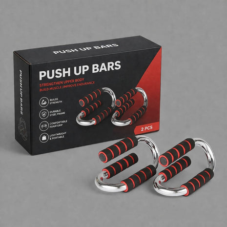 Strong Pushup Stands with Soft Foam Grip and Non-Slip Bars Chrome bars