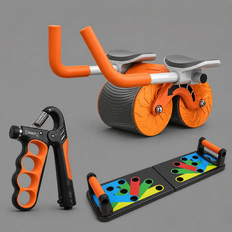 Pack of 3 - Automatic Ab Wheel Roller, Pushup board & Hand Grip 5-100kg