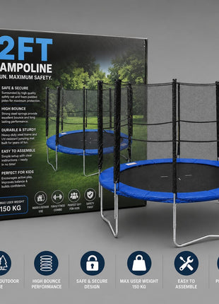 Trampoline 12 Feet Round With Safety Net
