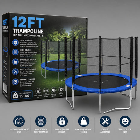 Trampoline 12 Feet Round With Safety Net