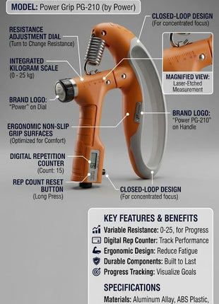 Adjustable Hand Grip With Counter - 10 to 100 KGS
