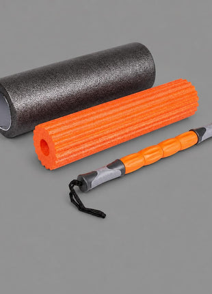 Yoga Roller Fitness Foam Roller 3-in-1 Set | Deep Tissue Massage Roller with Stick | Back & Leg Pain Relief | Pilates, Yoga & Core Training