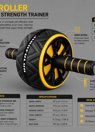 Abdominal Muscle Fitness Wheel - Ab Roller Exercise Wheel No Noise