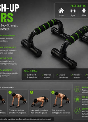 Pushup Stands Plastic For Exercise - Black