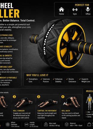 Abdominal Muscle Fitness Wheel - Ab Roller Exercise Wheel No Noise