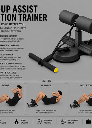 Adjustable Abdominal Trainer – Situp Suction, Resistance Band & Durable Iron Build