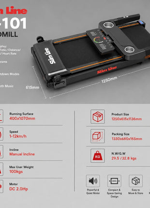 FOLDABLE TREADMILL SL-101 SLIMLINE