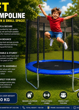 5 Feet Trampoline Round with Safety Net