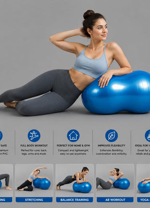 Peanut Exercise Ball with Foot Pump | Anti-Burst Stability Ball for Yoga, Pilates, Balance & Core Training