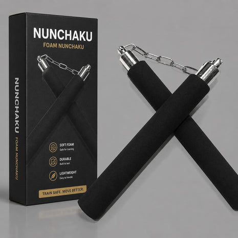 Foam Padded Nunchaku Training Stick with Chain – Martial Arts Practice Nunchucks