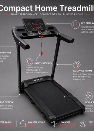 Tango PaceMaster X Electric Treadmill - 2HP Motor & 120 kg Capacity
