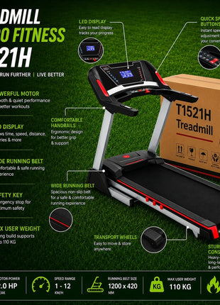 T1521H Commercial Auto Incline Treadmill | 3.0HP Motor