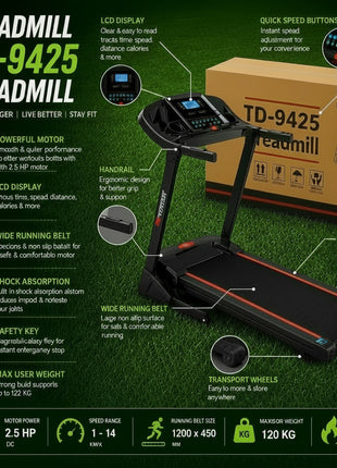 TD-9425 2.5HP Motorized Treadmill with Auto Incline
