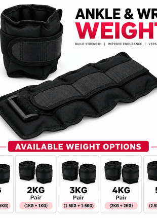 Ankle & Wrist Weight 1KG to 5KG - Black (Pack of 2 )