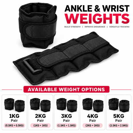 Ankle & Wrist Weight 1KG to 5KG - Black (Pack of 2 )