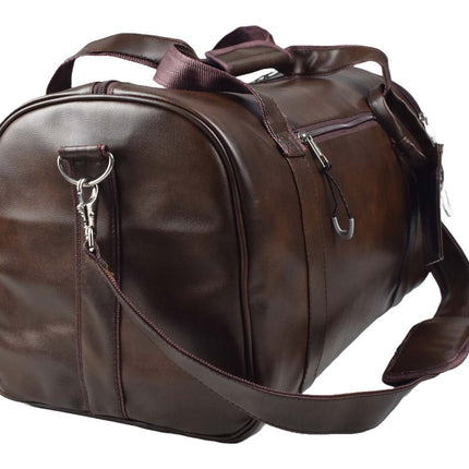 Tango Leather Duffle Bag With Shoe Compartment - Dark Brown